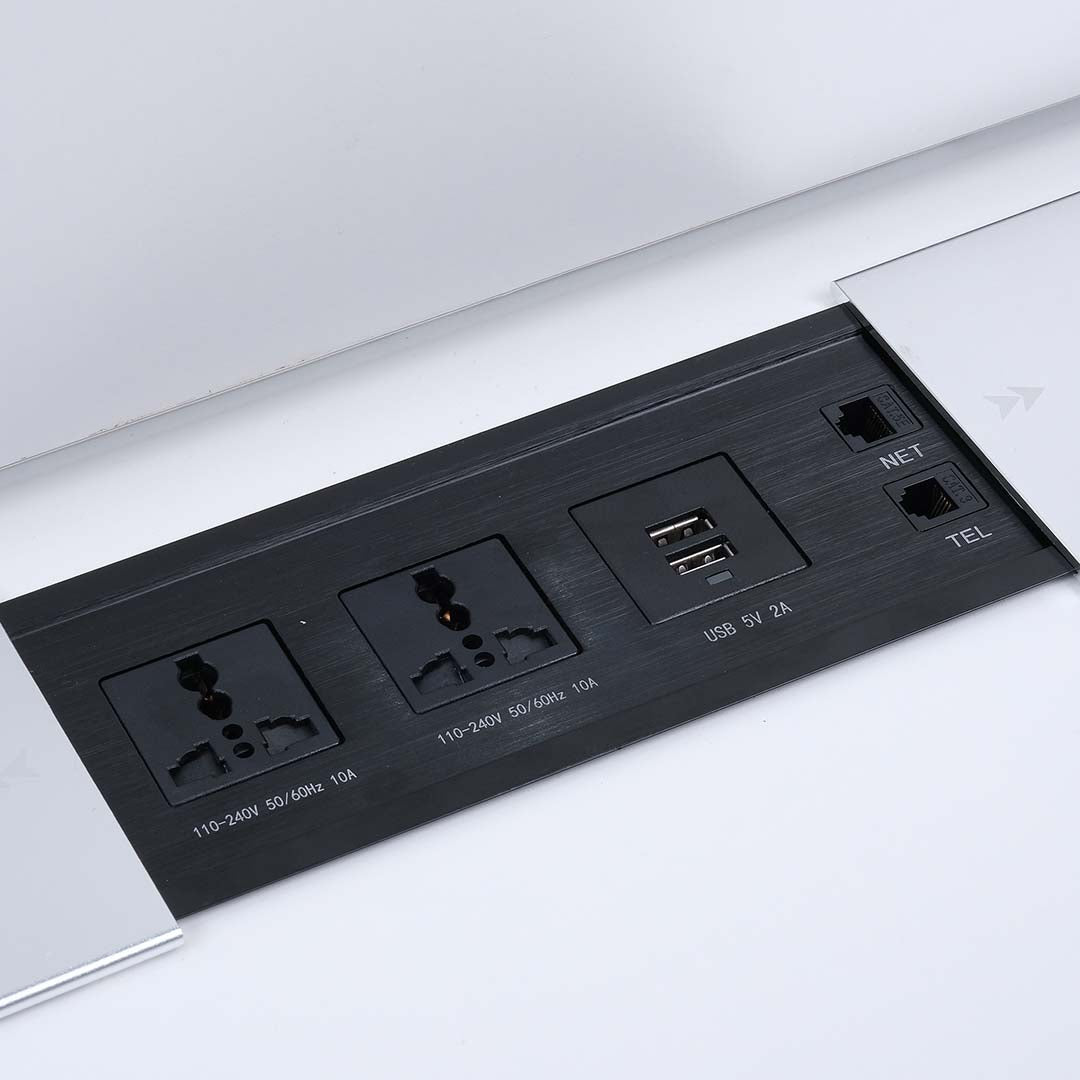 Office Desk, Work Station for two (x2) With Metal Legs - Matt White-GCC Home Center