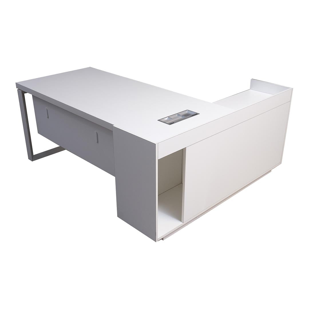 Modern Executive Office Table For Workspace Organized - Matt White-GCC Home Center