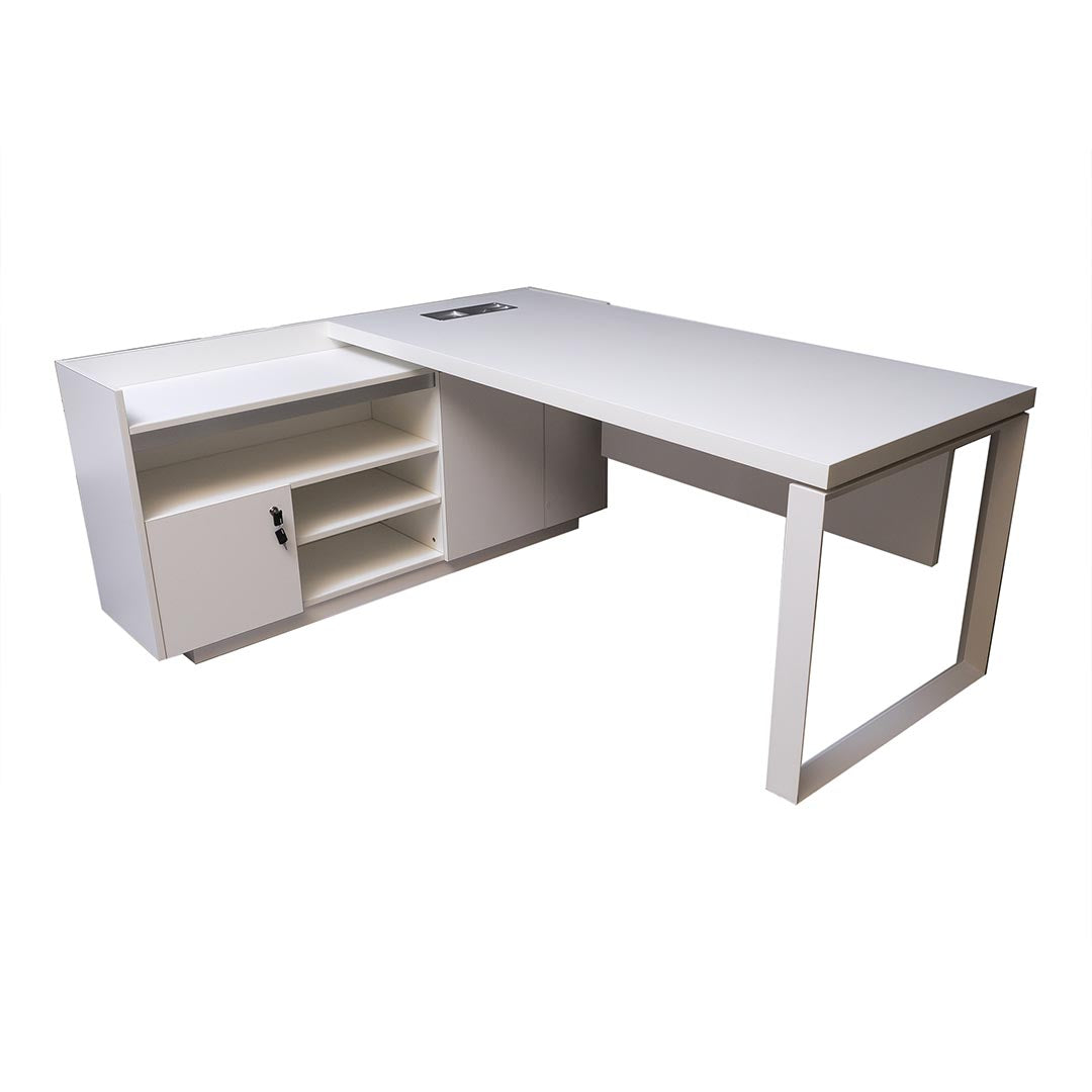 Modern Executive Office Table For Workspace Organized - Matt White-GCC Home Center