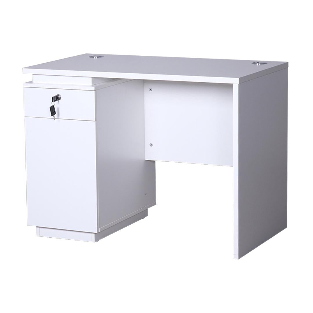 Modern Office Table With Drawers And Cupboard For Storage - Matt White-GCC Home Center