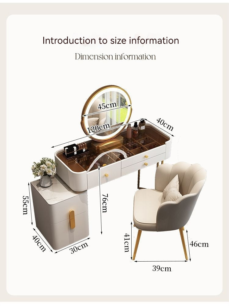 Modern Solid Wood Makeup Vanity Table Set with Smart Mirror and LED Lighting-GCC Home Center