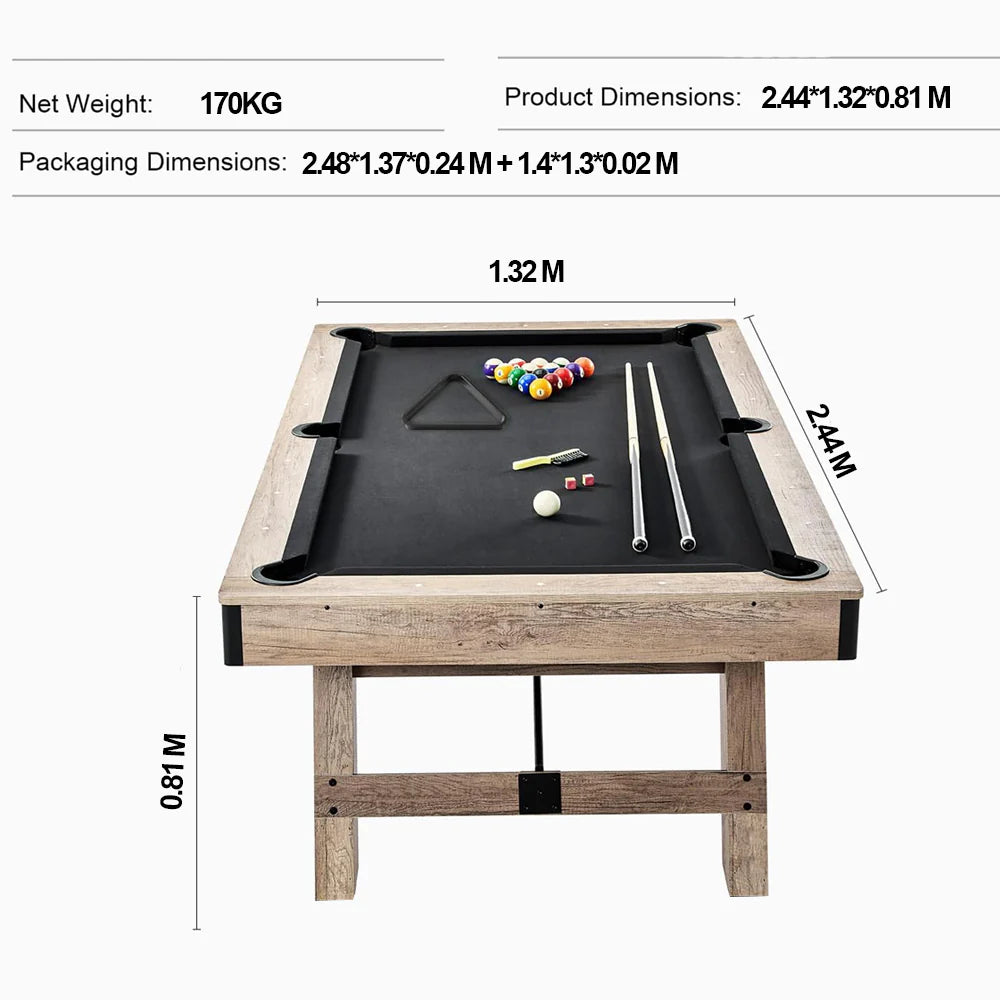 COOLBABY 3 in 1 8ft Pool Billiard Table + Household Table Tennis Table + meeting or dining table Multi Function Game Table
