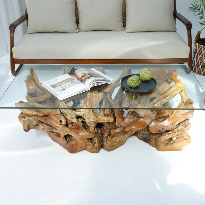 Luxury Teak Root Coffee Table, Naturally Unique Design