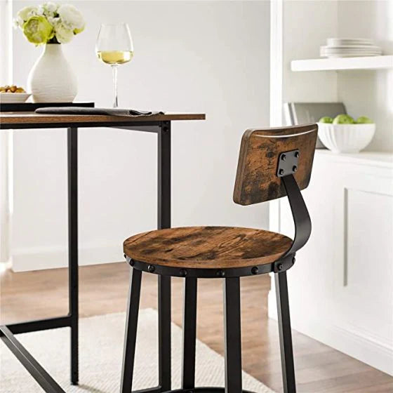 Vintage Style Rustic Brown Bar Chairs - Set of 2-GCC Home Center
