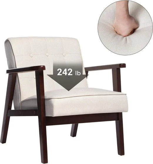 Beige Stylish Lounge Wooden Sofa Chair for Home, Living Room, Dining Room, Lounge, Restaurant (51x56x75cm)-GCC Home Center