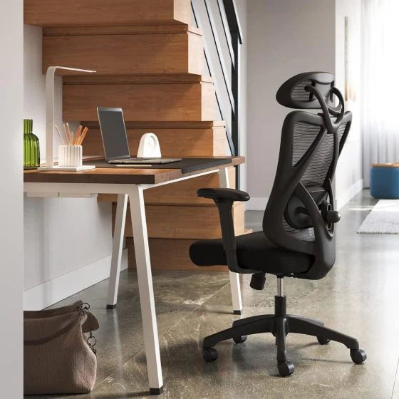 Office Chair, Ergonomic Desk Computer Chair, Mesh Chair, Adjustable Lumbar Support and Headrest Adjustable Height Black for Office-GCC Home Center