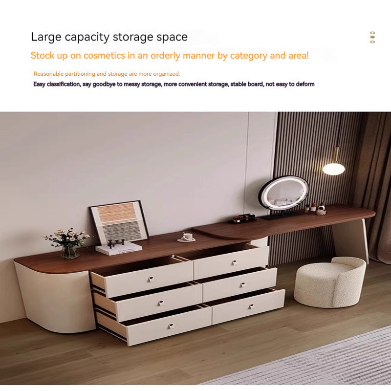 COOLBABY Luxury modern simple solid wood red dresser corner with LED light makeup table small-GCC Home Center