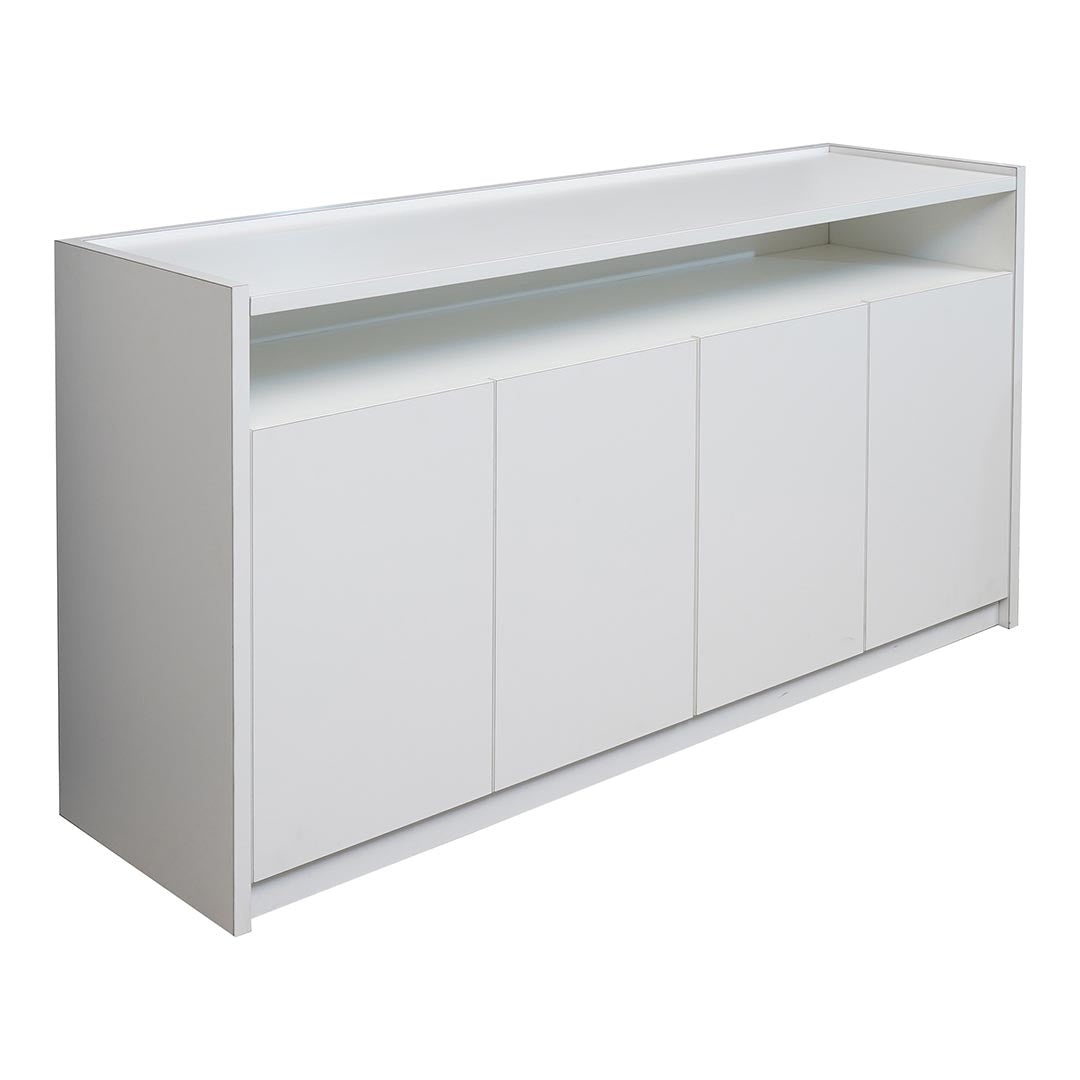 Elegant Low Office Cabinet With Two-door cabinet And two internal shelves - Matt White-GCC Home Center
