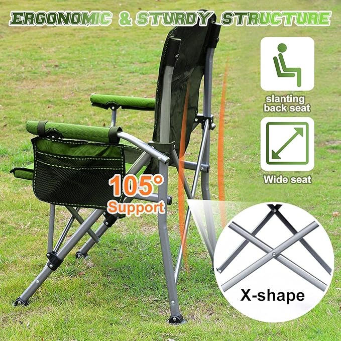 Folding Camping Chair Portable Outdoor Beach Chair, Heavy Duty Foldable Lawn Chair, Collapsible Lightweight Camp Chair-GCC Home Center