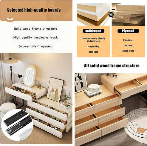 Modern Minimalist Makeup Dresser Desk for Bedroom-Elegant Solid Wood Vanity Table-GCC Home Center