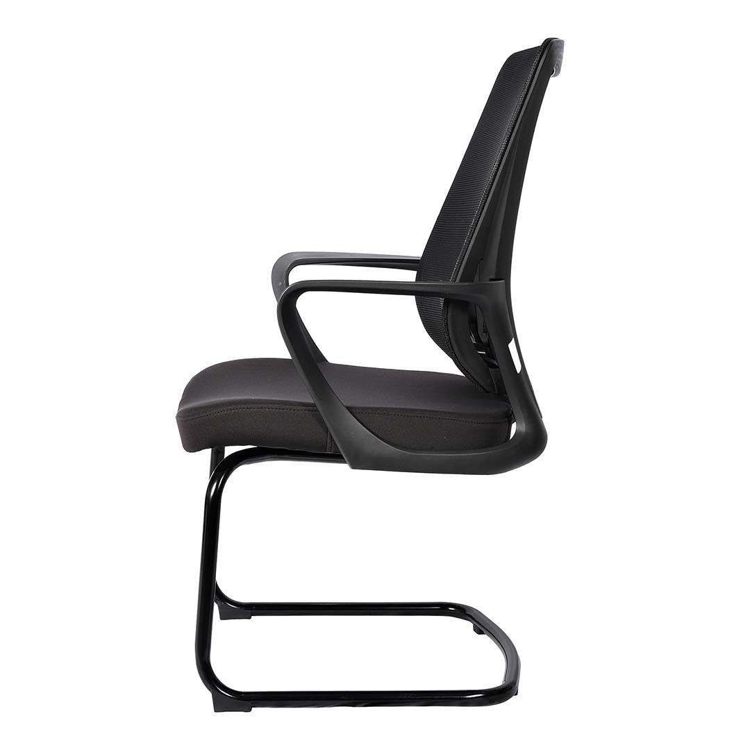 Modern Office Visitor Chair With Metal Legs - Black-GCC Home Center