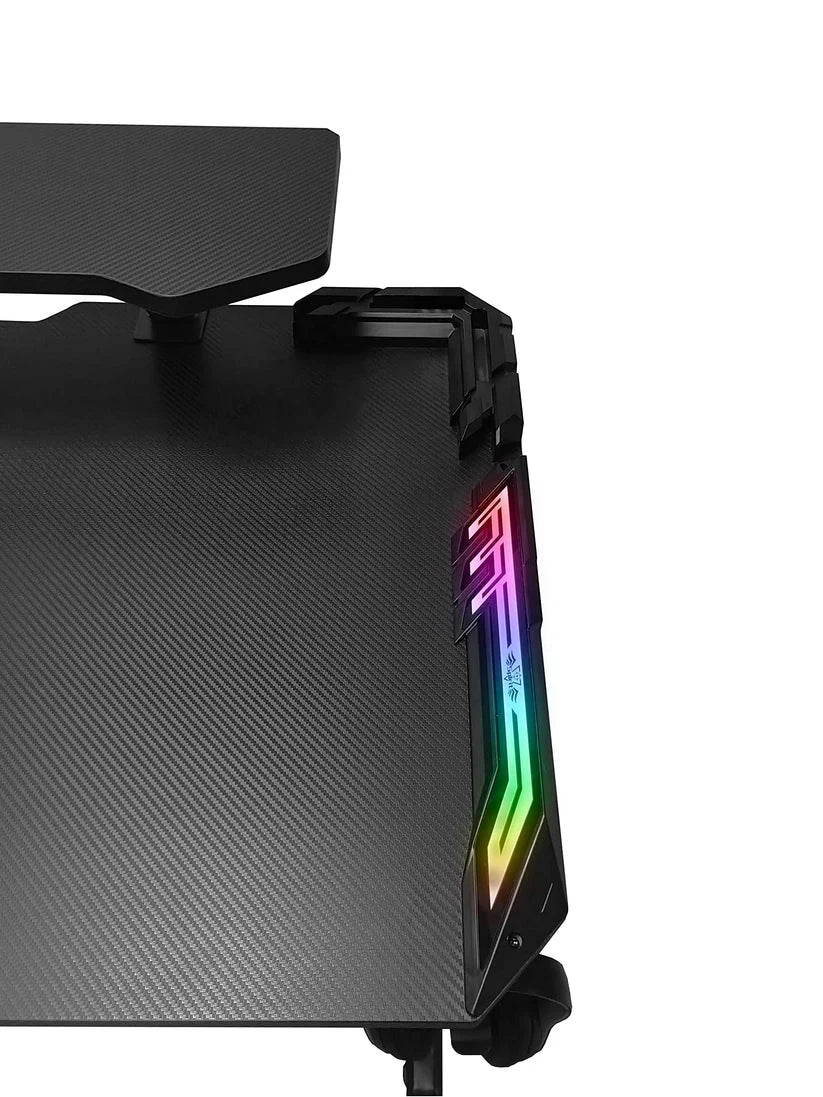 Gaming Desk Table With light, Computer Desk, Cup Holder and Headphone Hook Gamer Workstation Game Table-GCC Home Center