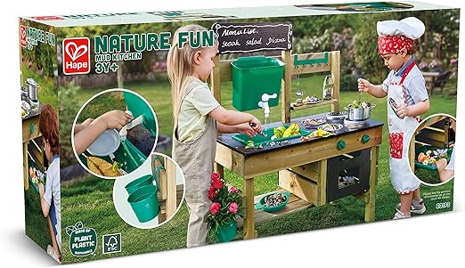 Nature Fun Outdoor Play Kitchen with Many Accessories Made of Wood and Vegetable Plastic, from 3 Years-GCC Home Center