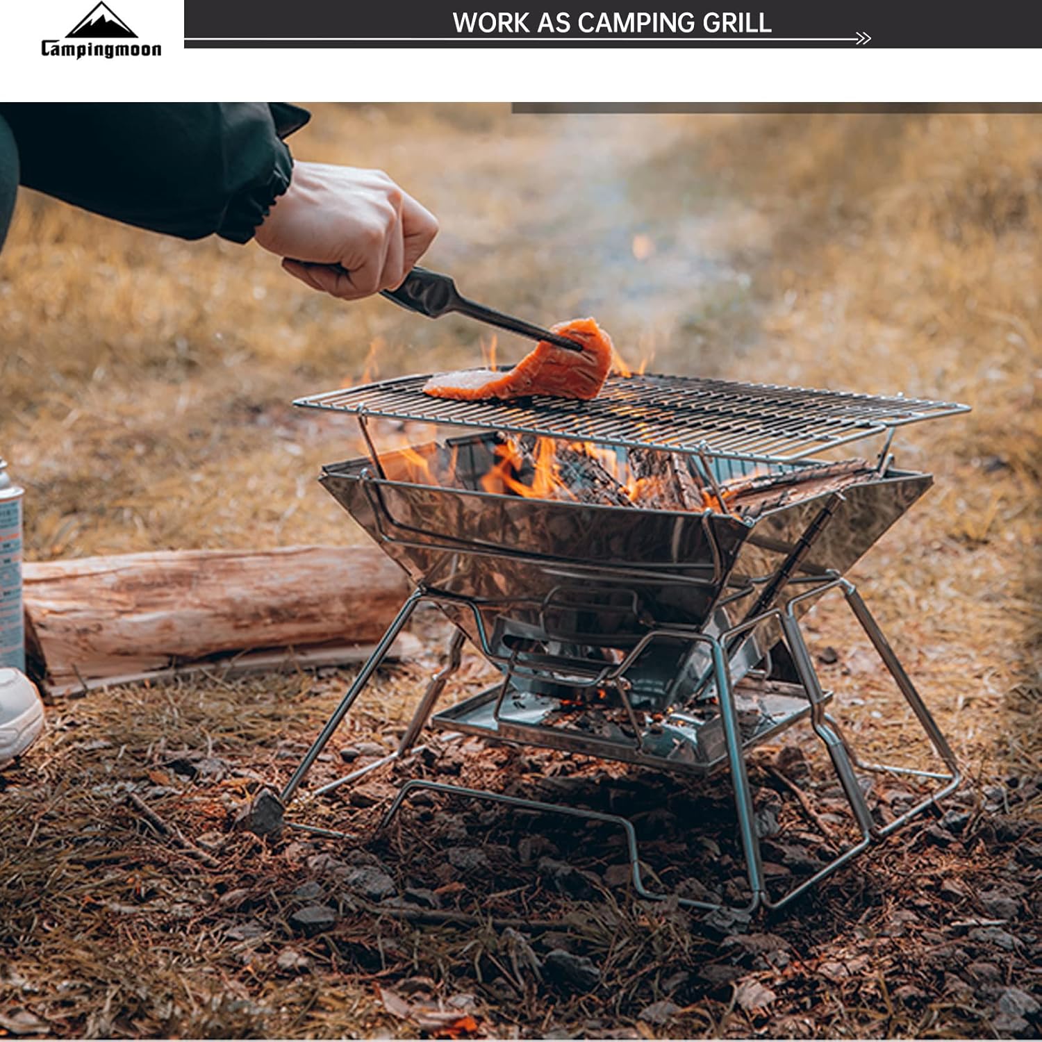 camping moon Portable Foldable Stainless Steel Bbq Charcoal Grill (MT-2)