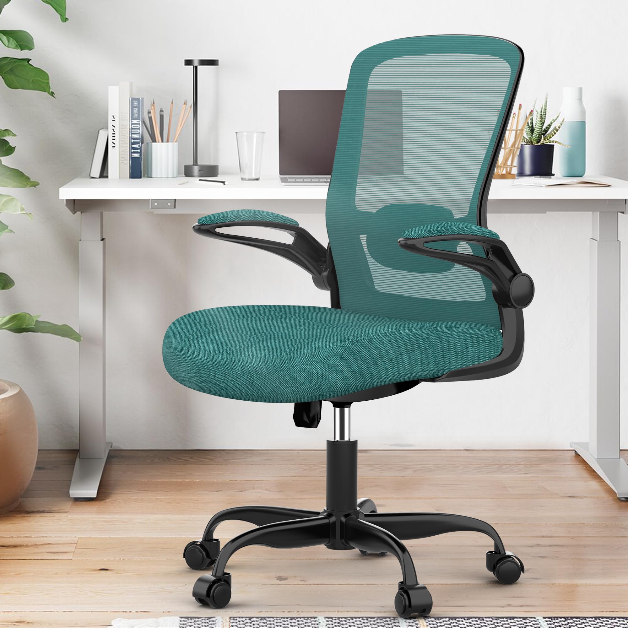 Ergonomic Office Chair - BIFMA Certified High Back Mesh Desk Chair with Adjustable Lumbar Support & Flip-Up Armrests for Home Office (Modern, All Black)