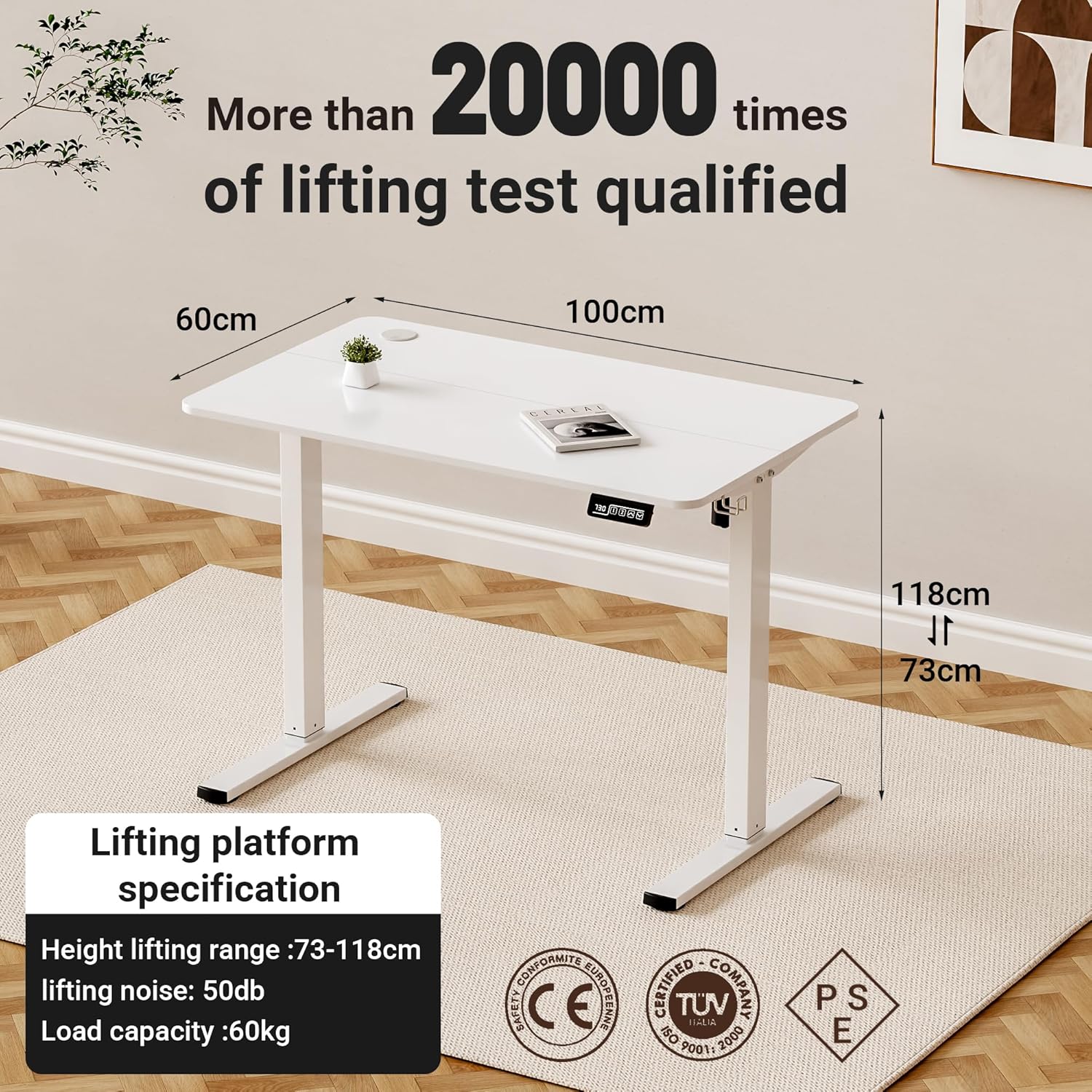 Homall Standing Desk Height Adjustable Desk Electric Lifting Table Adjustable Office Desk Stand Up Office Table Standing Desk Electric Lifting Table (100 * 60cm)-GCC Home Center