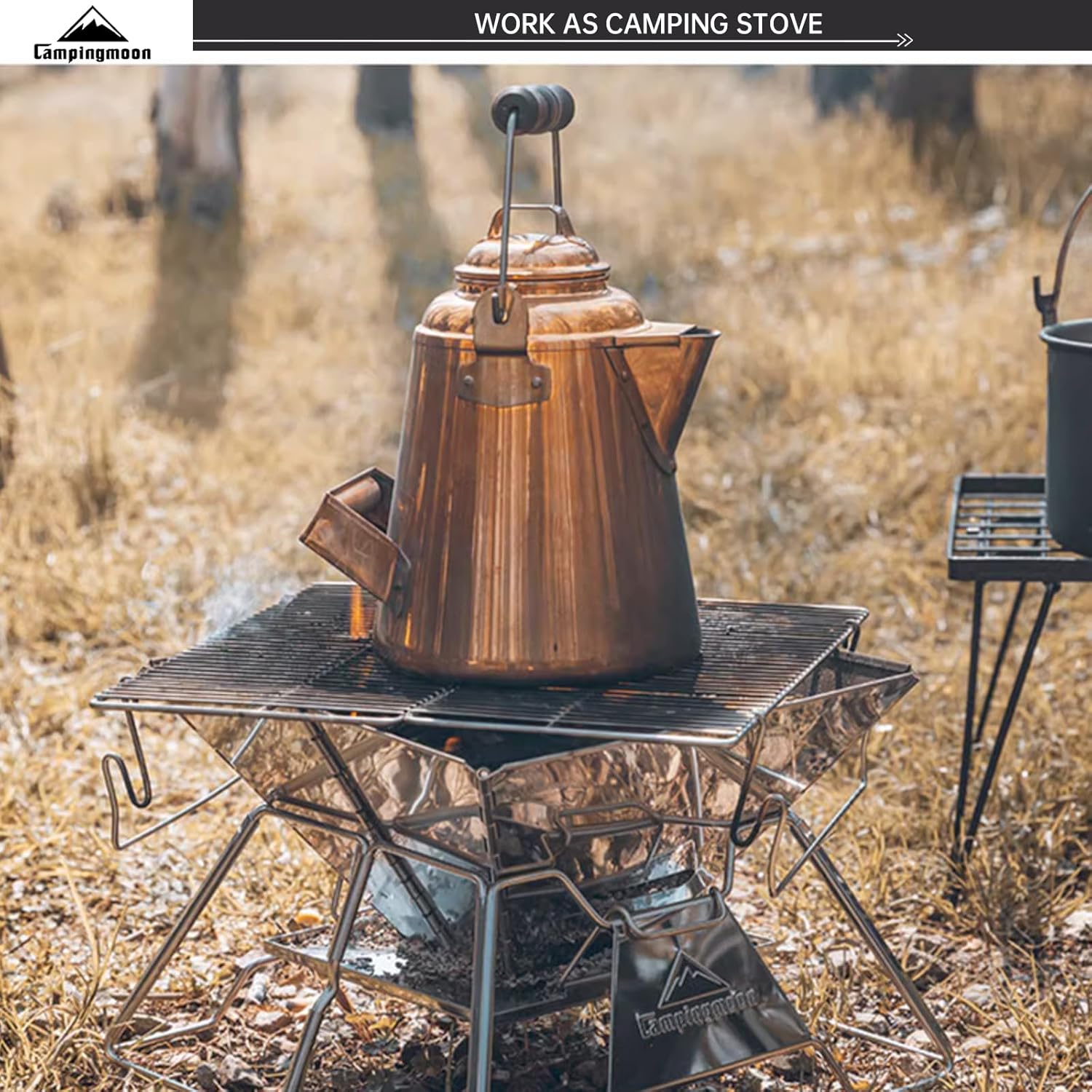 camping moon Portable Foldable Stainless Steel Bbq Charcoal Grill (MT-2)