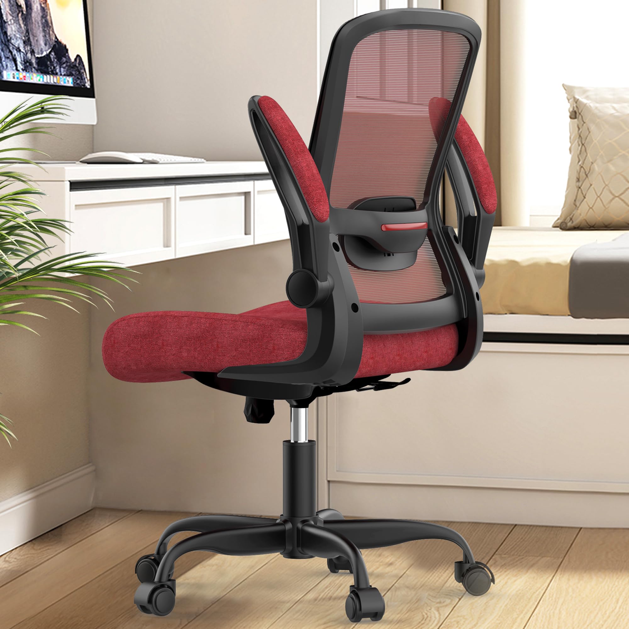 Ergonomic Office Chair - BIFMA Certified High Back Mesh Desk Chair with Adjustable Lumbar Support & Flip-Up Armrests for Home Office (Modern, All Black)