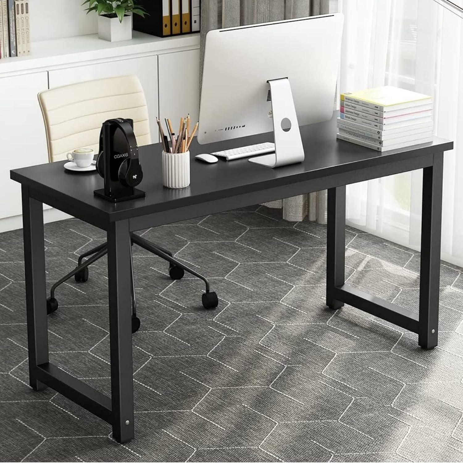 Sulfar Computer Desk, Computer Laptop Table Desk Office Desk Study Writing Desk Easy Assembly, Computer Desk Modern Simple Style for Home Office 120 x 60CM Black-GCC Home Center