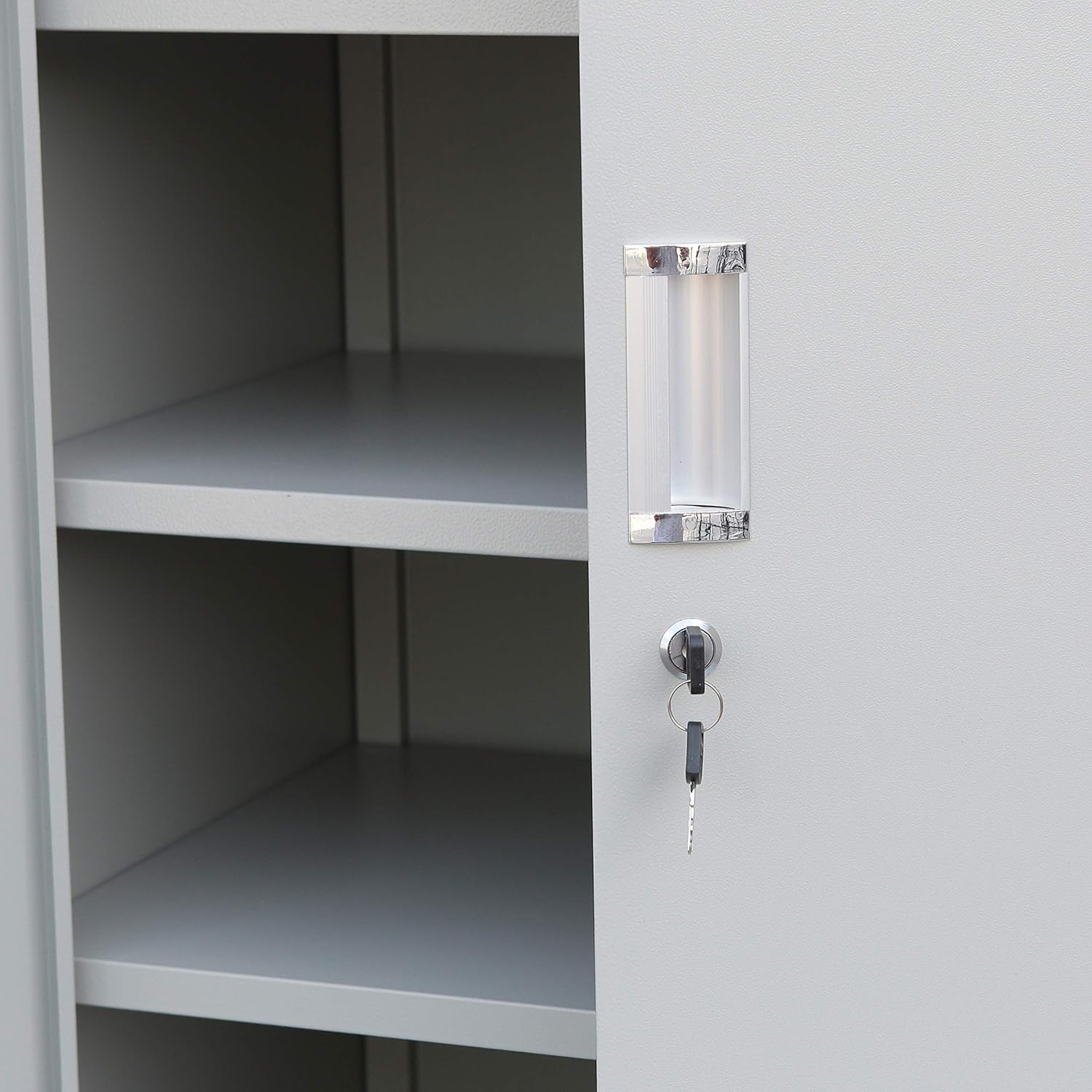 Steel Shoe Rack With Doors - Grey
