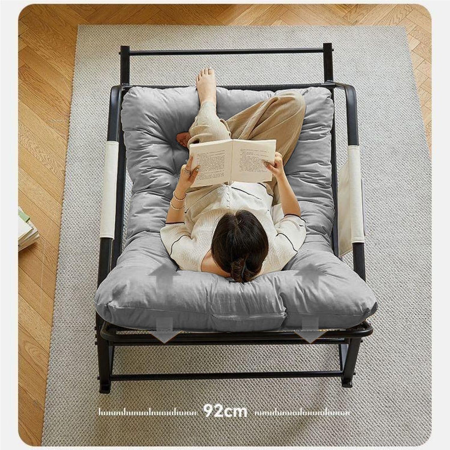 COOLBABY Rocking Chair Rocking Chair Nordic Italian Living Room Household Single Leisure And Comfortable Cloth Sofa Chair for Bedroom Balcony (Color : GREY)