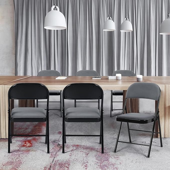 Folding Chair with Padded Fabric Seats Multi Functional Portable Chair For Home Dining Office-GCC Home Center
