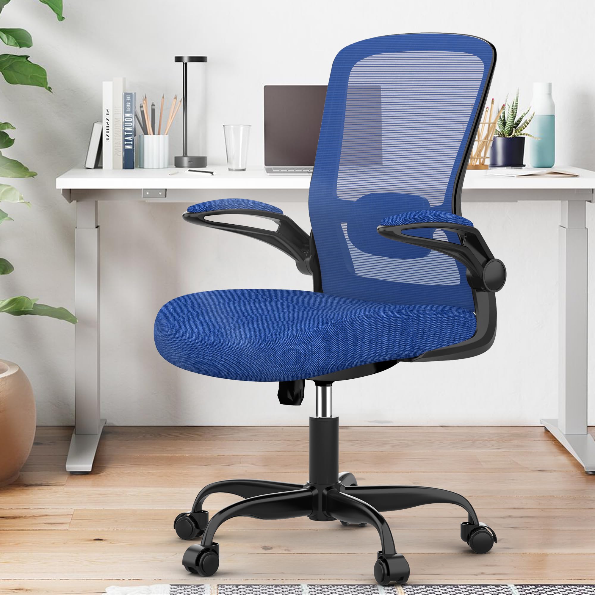 Ergonomic Office Chair - BIFMA Certified High Back Mesh Desk Chair with Adjustable Lumbar Support & Flip-Up Armrests for Home Office (Modern, All Black)