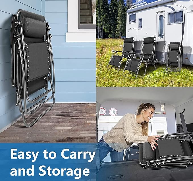 Outdoor Lounges Chair Foldable Camping Chair, Zero Gravity Adjustable Beach Chair and Garden Chair-GCC Home Center
