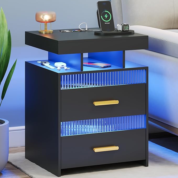 Smart LED Nightstand with Charging Station (45 x 40 x 60 cm)