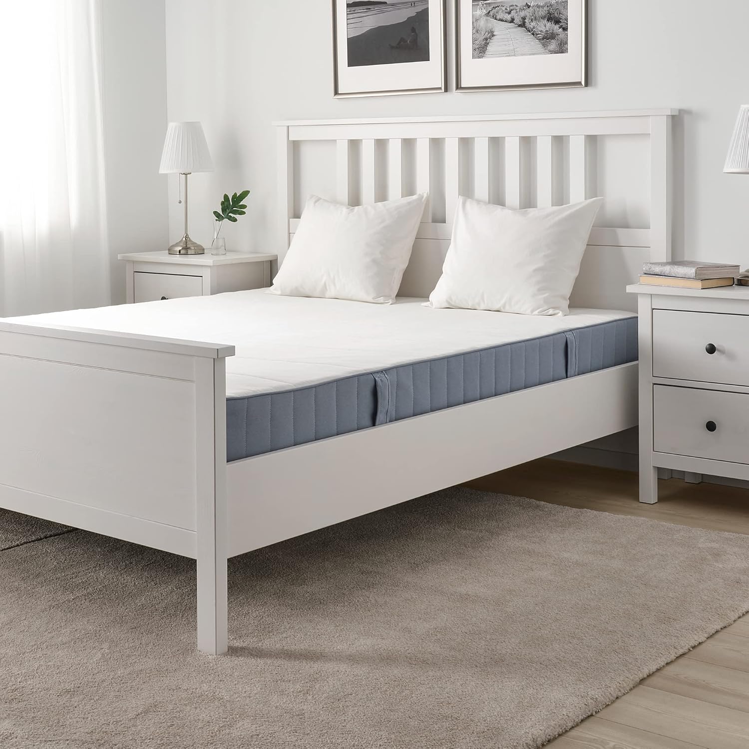 Ikea VESTMARKA sprung mattress, 90x200 cm, extra firm/light blue