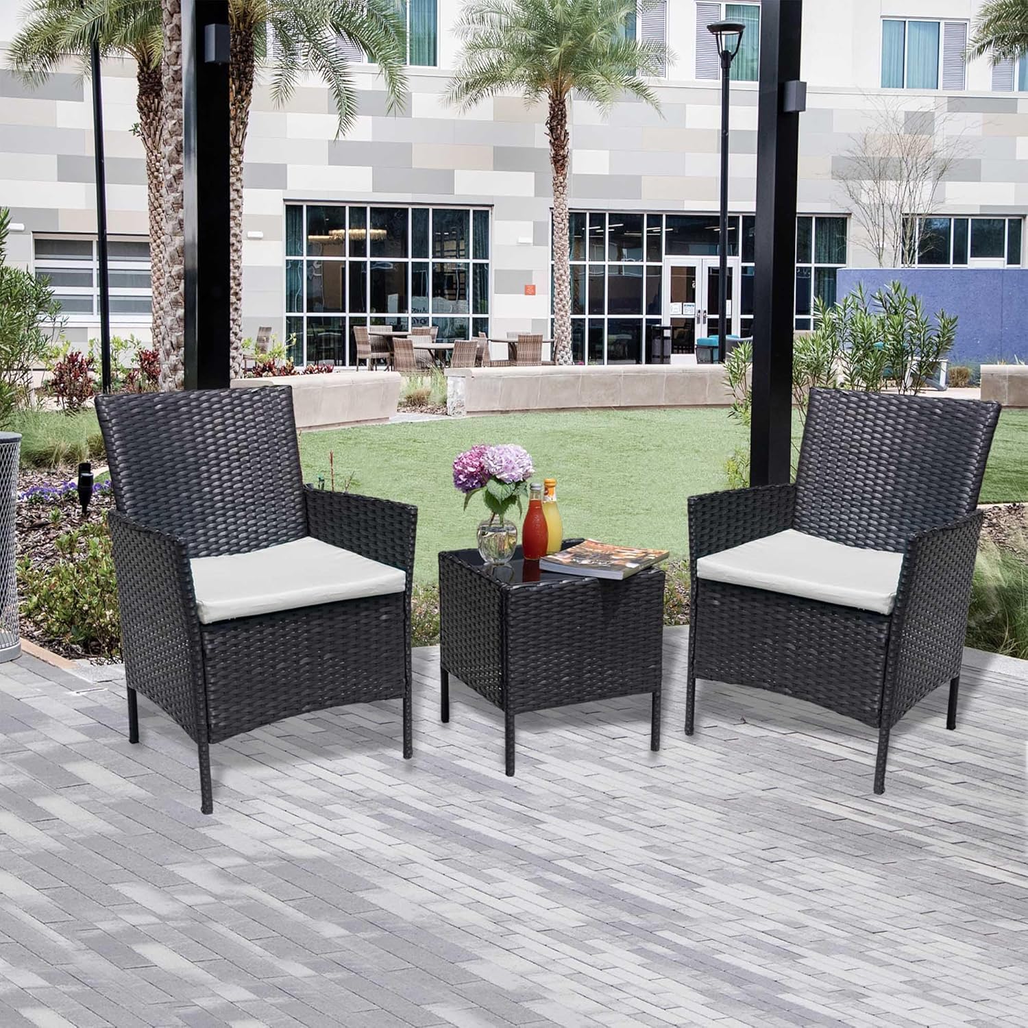 VITAL 5 Pieces Patio Furniture Set Outdoor Patio Conversation Bistro Set Modern Chairs with Coffee Table for Home and Balcony Patio Outdoor Furniture Conversation Sets Porch Chairs (VI-CTS-02)
