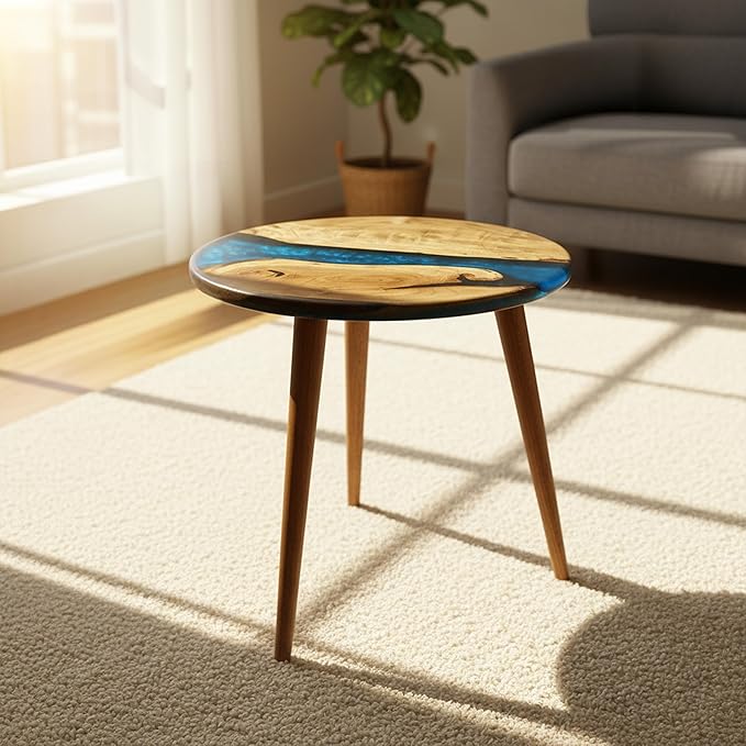 Pre Order 10 Days Luxury Handcrafted Epoxy Resin Solid Wood Coffee Table with Unique Ocean Theme Design