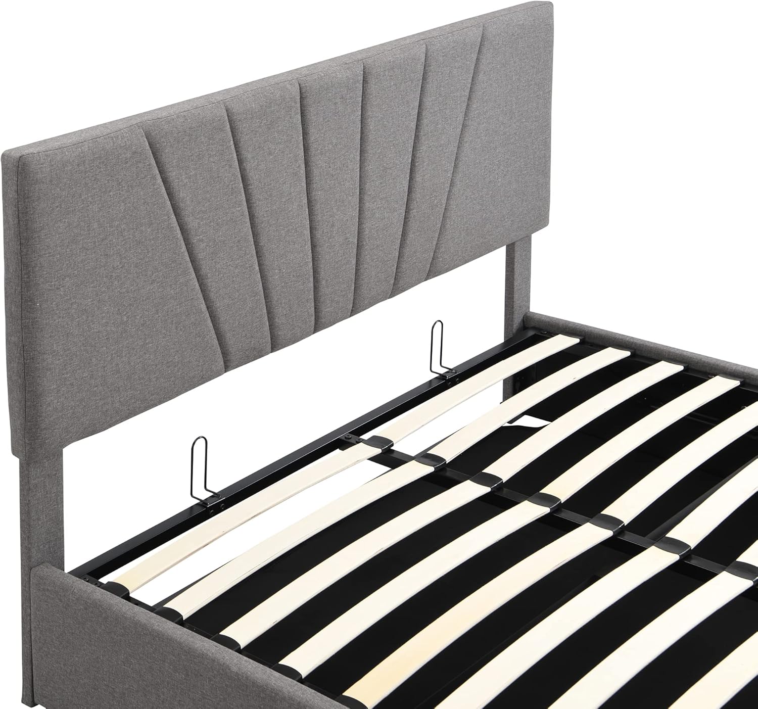 Full Lift Storage Bed with Storage Underneath and Headboard - Grey-GCC Home Center