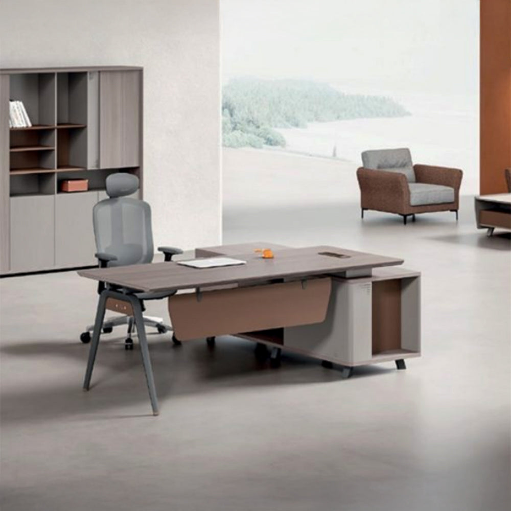 Luxury Modern Executive Office Table With Storage cabinets - Matt White-GCC Home Center