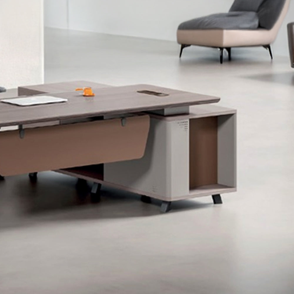 Luxury Modern Executive Office Table With Storage cabinets - Matt White-GCC Home Center