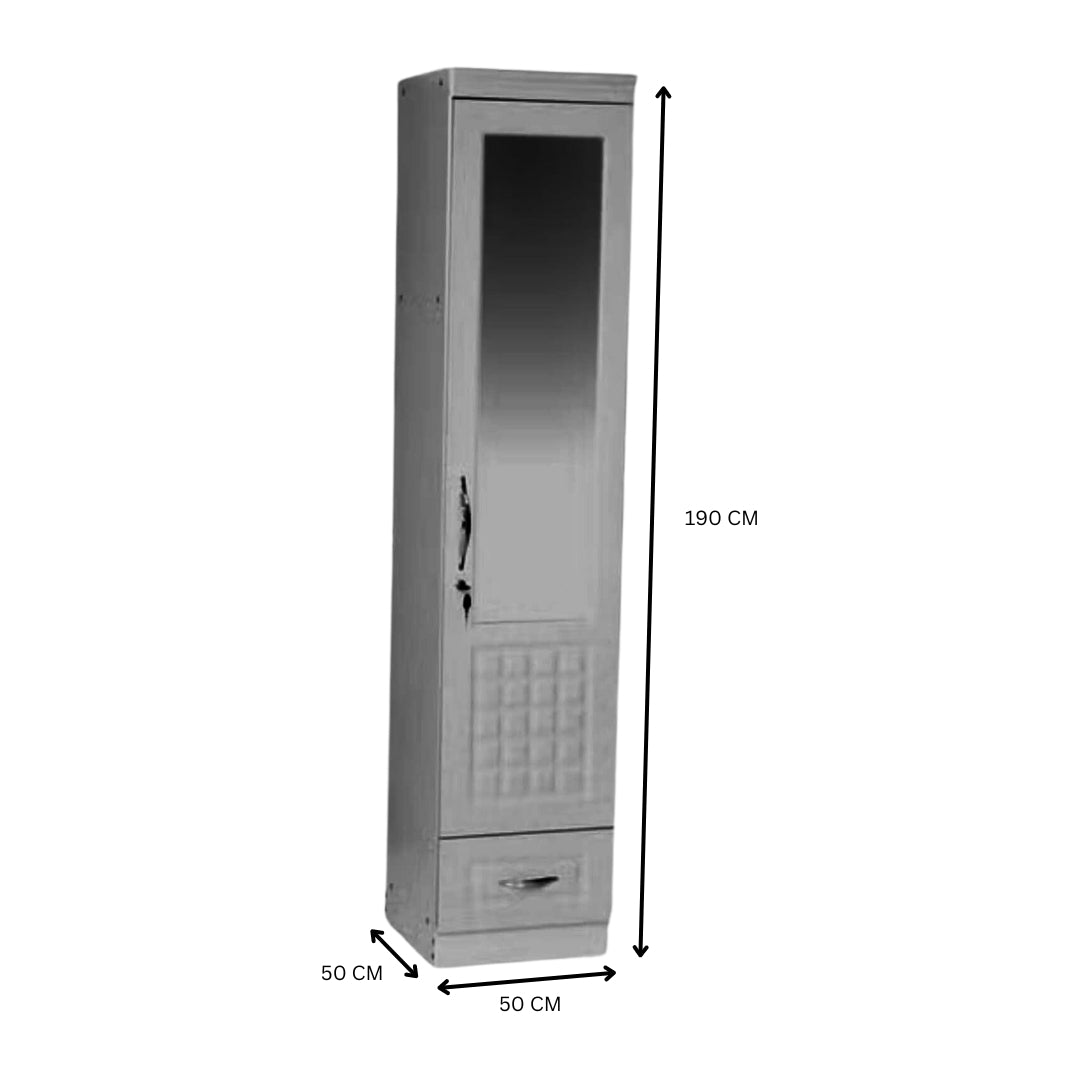 Elegant Single Door Wardrobe with Mirror and Drawer-GCC Home Center