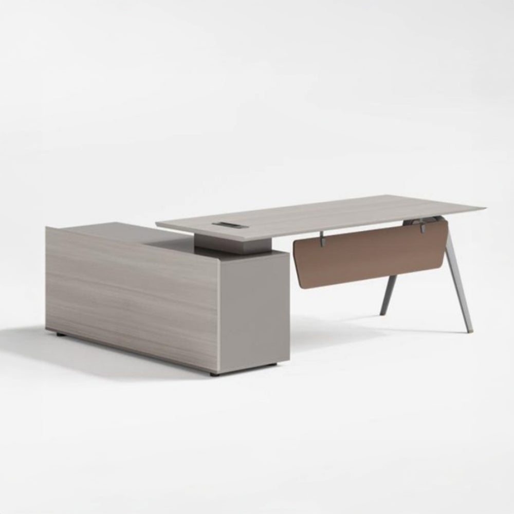 Modern Executive Office Table, Office Desk With Metal Frames And Legs - Matt White-GCC Home Center