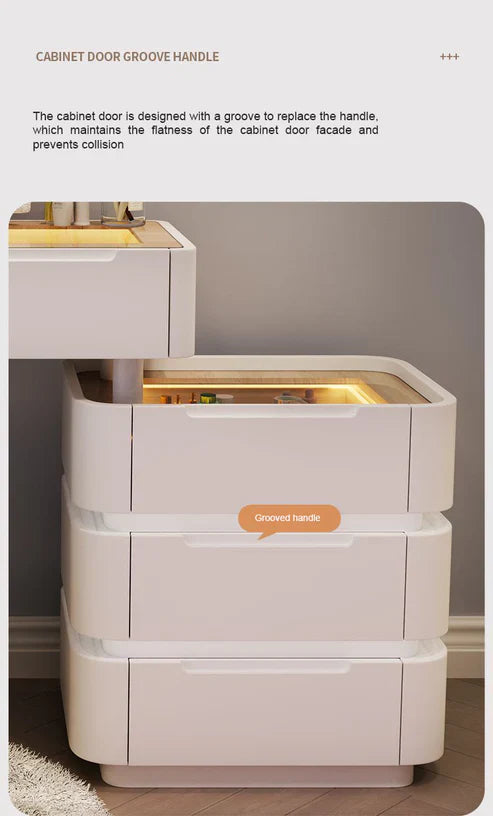 Modern Dressing Table with LED Mirror & Chair | Sleek Vanity Set for Makeup & Grooming-GCC Home Center