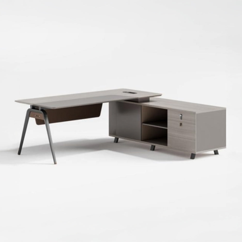 Modern Executive Office Table, Office Desk With Metal Legs - Matt White-GCC Home Center