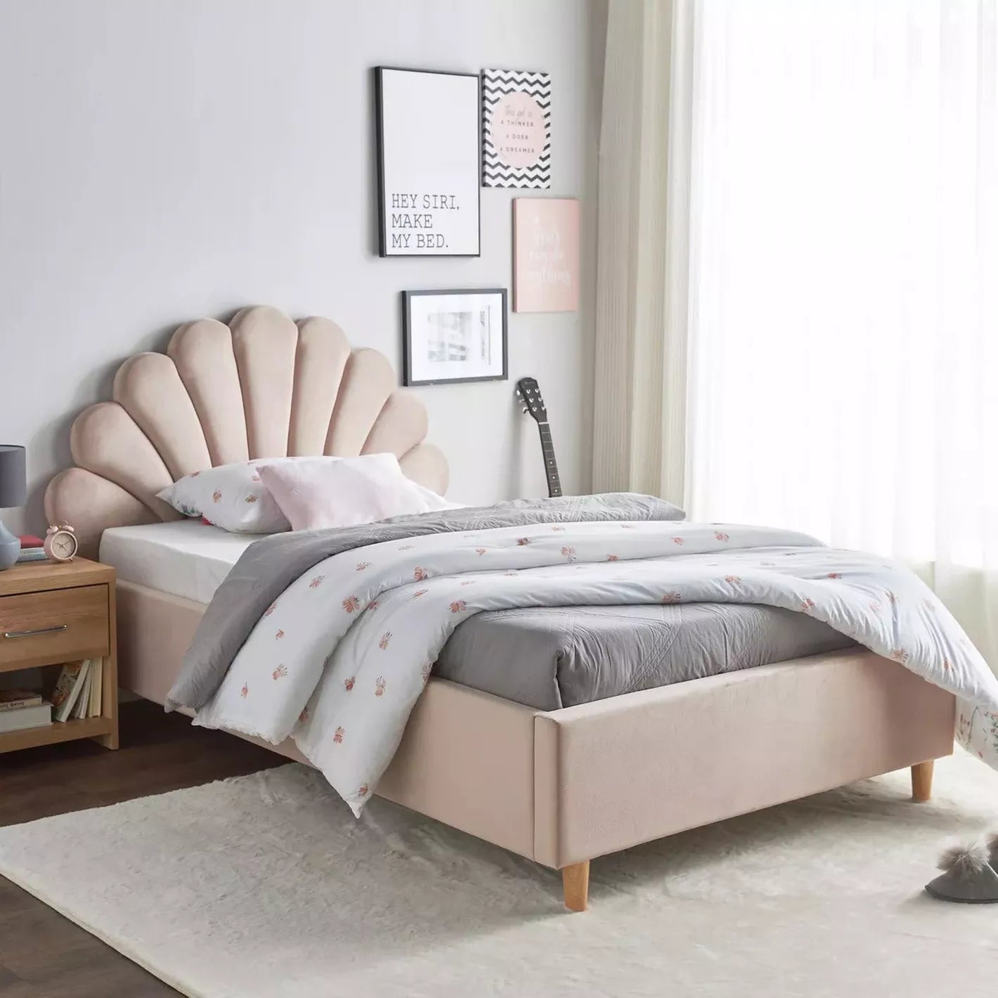 Crafted With High-Quality Materials Full Headboard Single Bed 120x200 cm - Peach-GCC Home Center