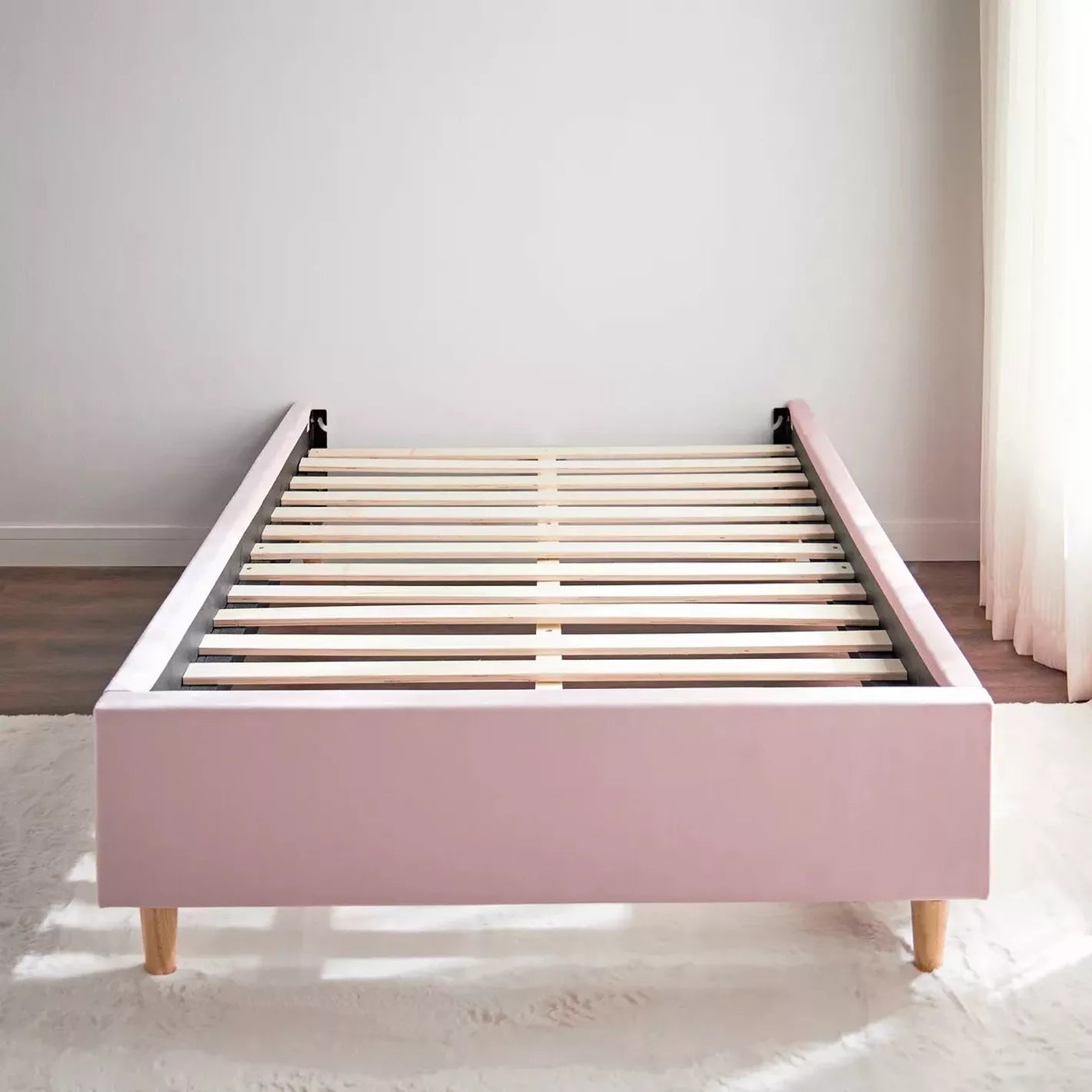 Full Headboard Single Bed 120x200 cm - Pink-GCC Home Center