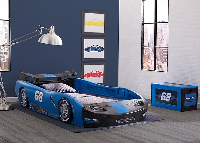 Turbo Race Car Twin Bed, Blue-GCC Home Center