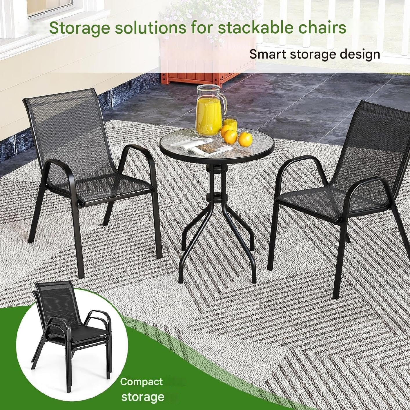 Vital Outdoor Patio Bistro Set – Black Wicker Chairs & Round Table for Elegant and Comfortable Small Space Dining, Relaxation, and Outdoor Enjoyment (VI-DNS-13)