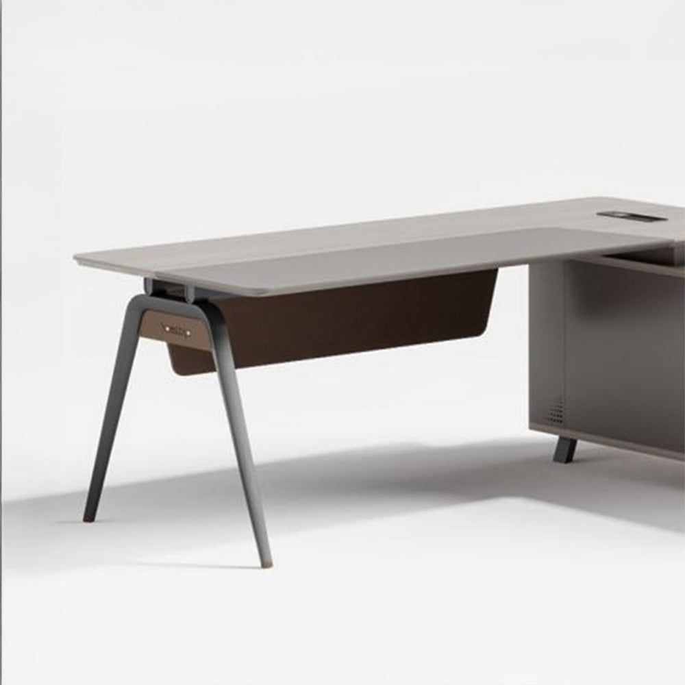 Modern Executive Office Table, Office Desk With Metal Legs - Matt White-GCC Home Center