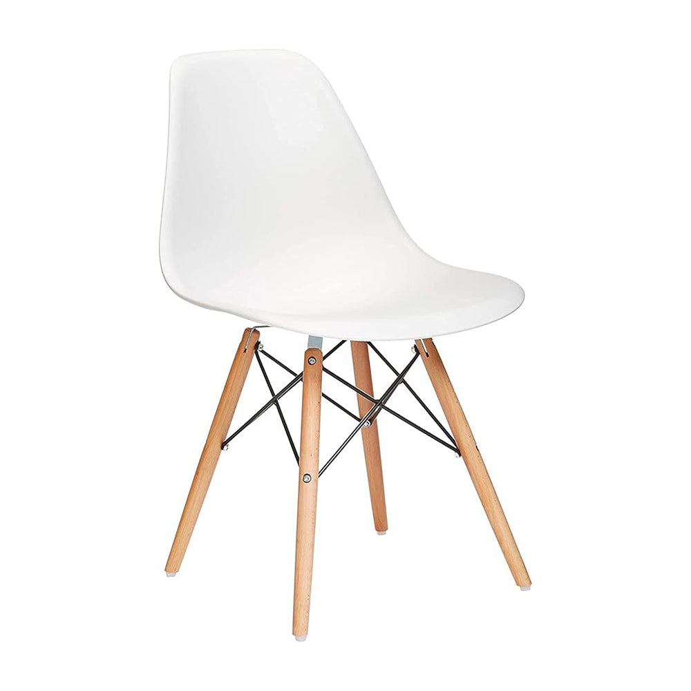 Chair with Walnut Wood Legs For Dining Room Chair Or Office, Lounge Chair Without Arms - White-GCC Home Center