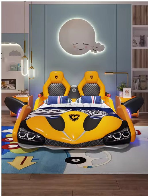 COOLBABY ZLJ1127 Children's Bed Boys Bed Car Style Single Bed YELLOW-GCC Home Center