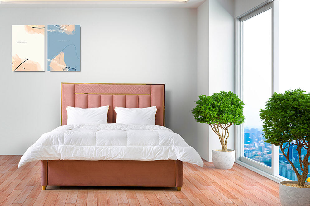 Elegant Bed With Solid Wood Frame