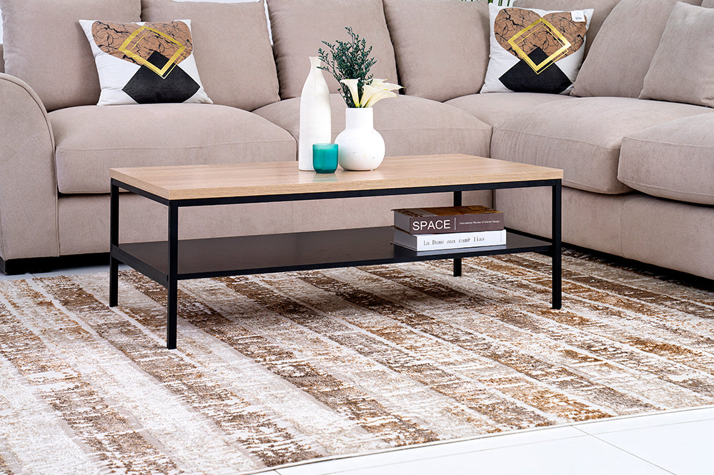 Coffee Table with Engineered Wood Top and Metal Frame