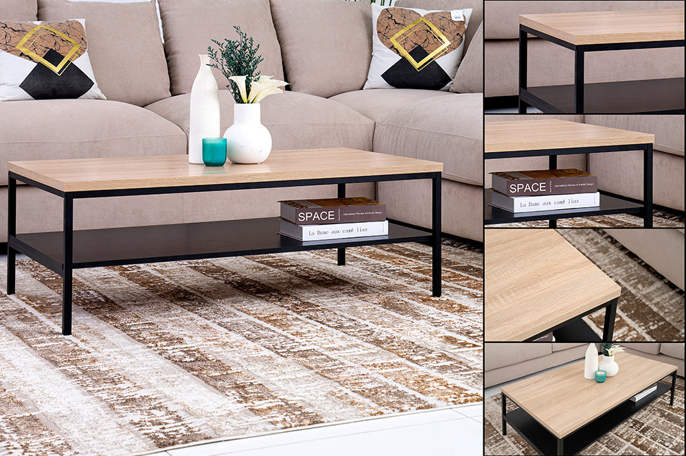 Coffee Table with Engineered Wood Top and Metal Frame