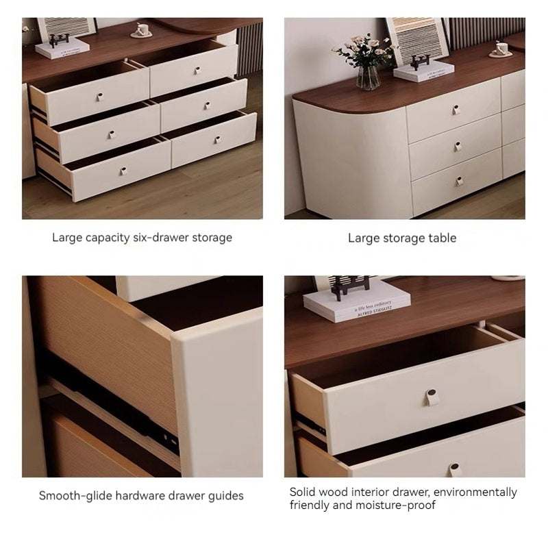 COOLBABY Luxury modern simple solid wood red dresser corner with LED light makeup table small-GCC Home Center